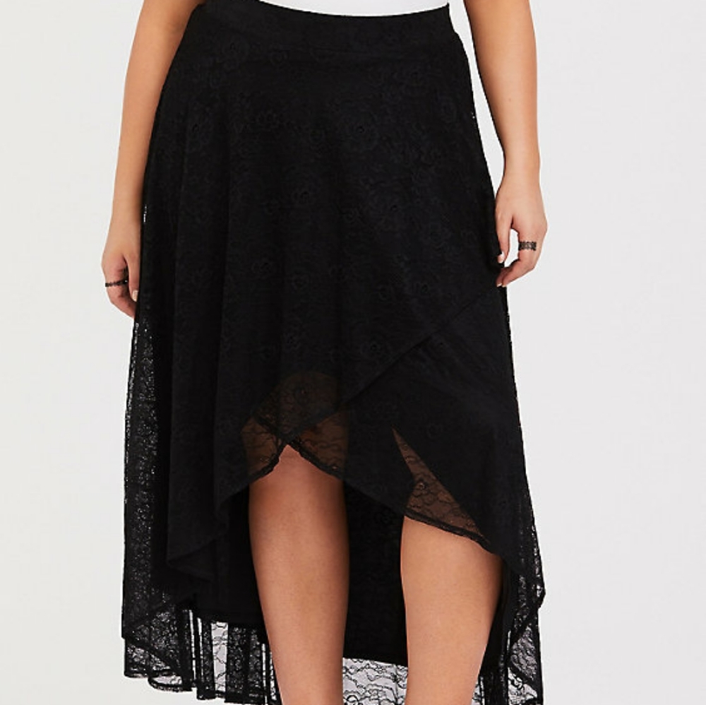 Torrid Black Tiered Lace Wrap Maxi Skirt 1X